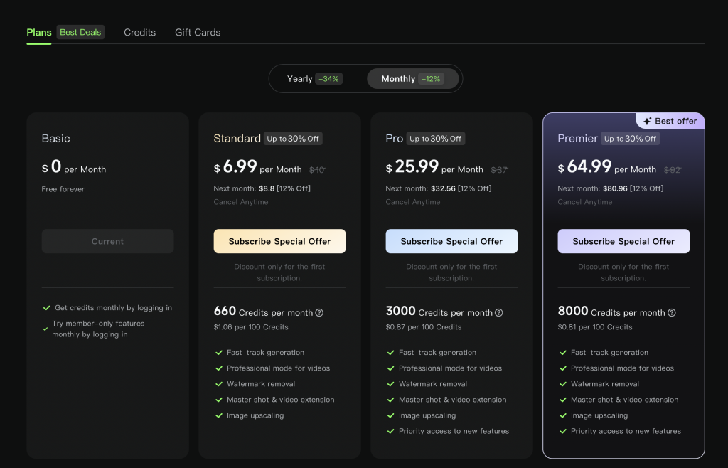 Kling AI Pricing